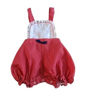 Vintage Infant Girl Striped Bubble Romper Size 9 Months